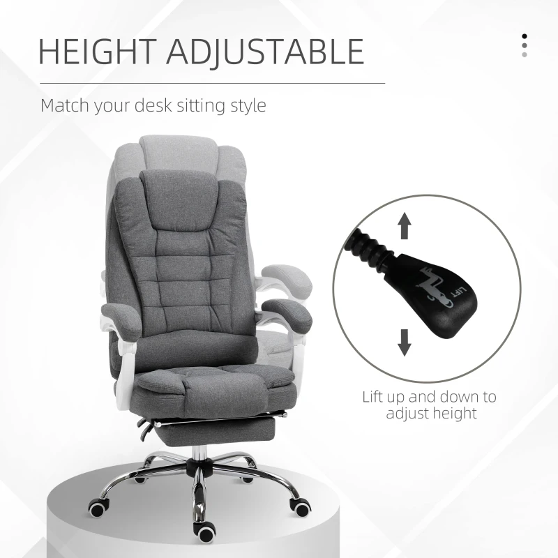 Vinsetto Home Office Chair Computer Chair with Retractable Footrest Adjustable Height Reclining Function Dark Gray