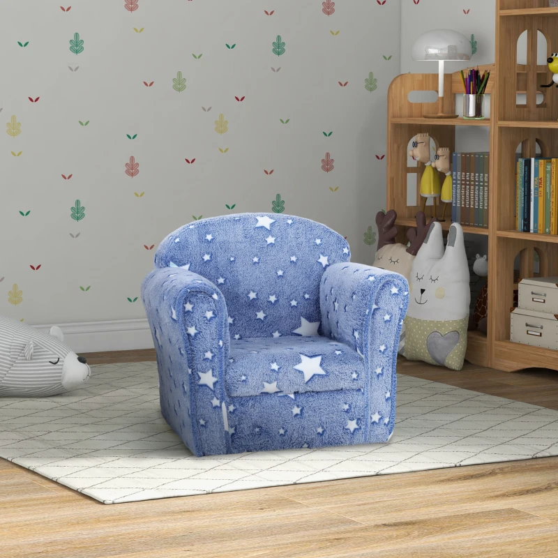 Qaba Kids Sofa with Glowing Star Design for 18-36 Months, Blue