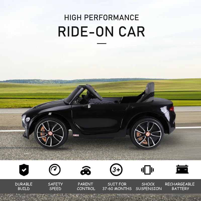 Aosom Electric Toy Car 12V Licensed Bentley EXP12 Electric Vehicles w/ Parent Remote Control, Black