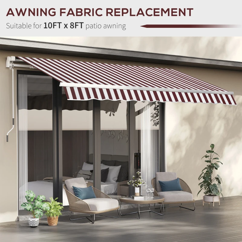 Outsunny Retractable Awning Fabric Replacement for 9' x 8' Outdoor Sunshade Canopy Awning, UV Protection Cover, Red and White