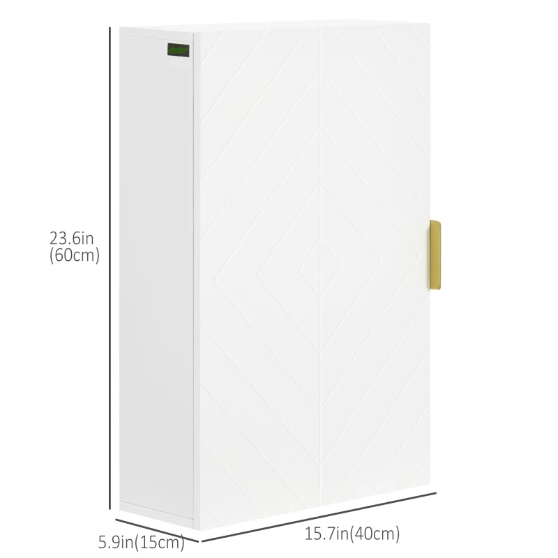 kleankin Bathroom Medicine Cabinet, Modern Wall Cabinet with Adjustable Shelves and Single Door for Laundry Room