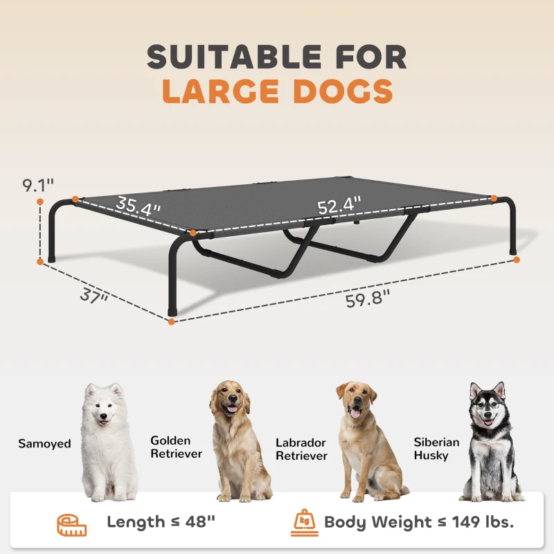 PawHut Elevated Dog Bed for Large Breeds Gray 60"L