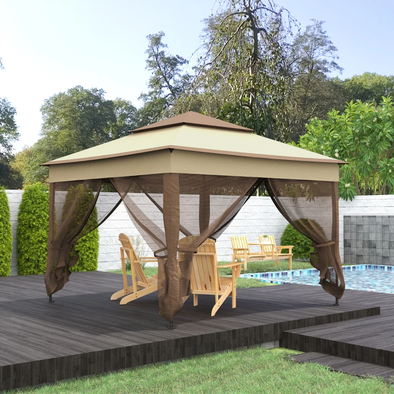 Outsunny Patio Bench, Garden Bench with Middle Table and Umbrella Hole, Wooden Outdoor Bench for Patio, Porch, Poolside, Balcony, Natural