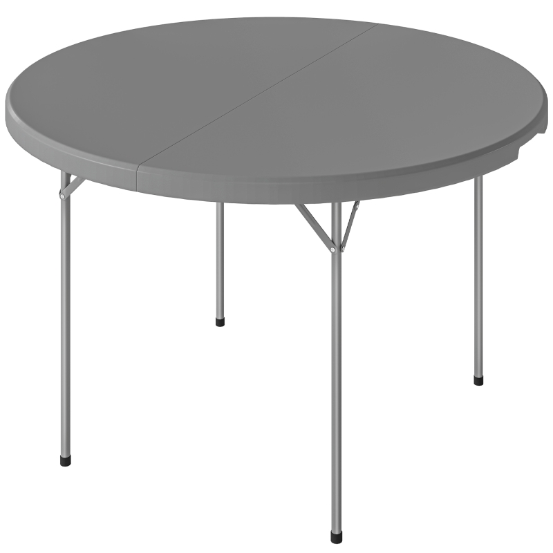 Outsunny 4ft Plastic Folding Picnic Table, Camping Table with Anti-Slip Foot Pads, Indoor Outdoor for Beach, BBQ, Grey