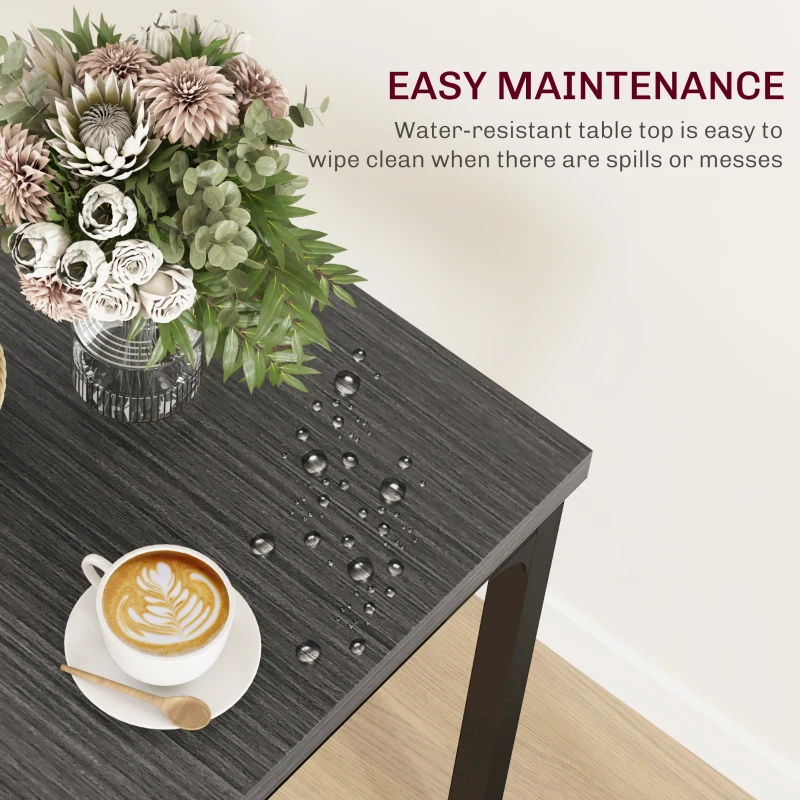 HOMCOM Dining Table Set for 2, 3 Piece Kitchen Table and Chairs with Metal Legs for Small Spaces, Grey Wood Effect