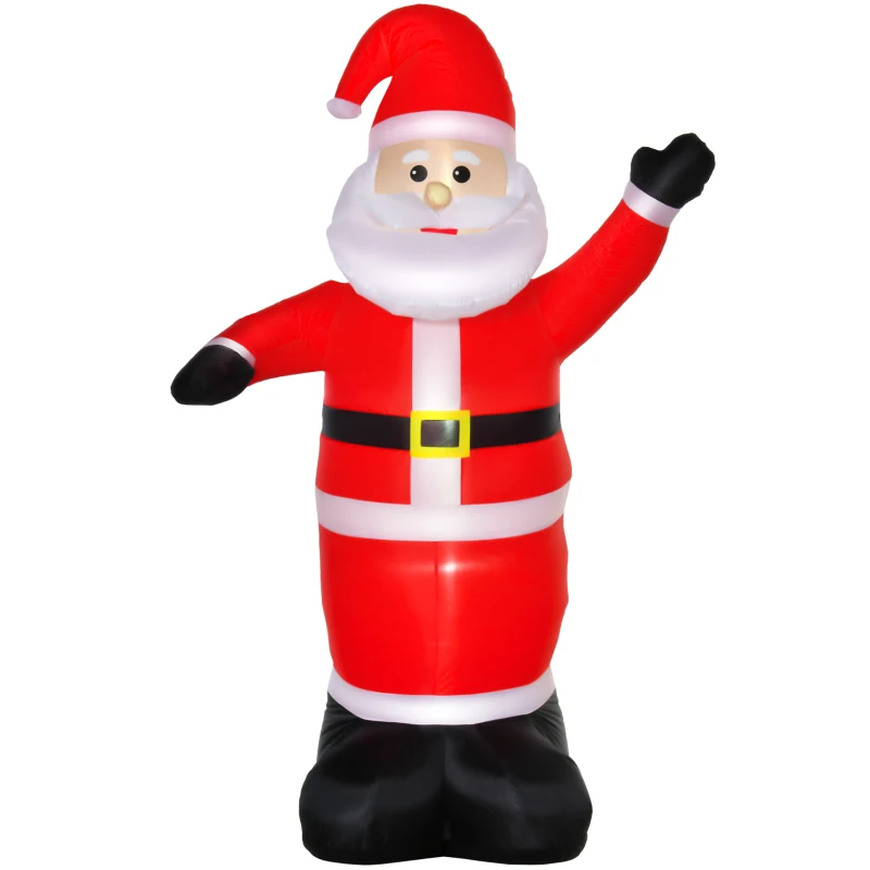 HOMCOM 8ft Inflatable Christmas Santa Claus Waving Hands, Blow-Up Outdoor LED Yard Display for Lawn Garden Party
