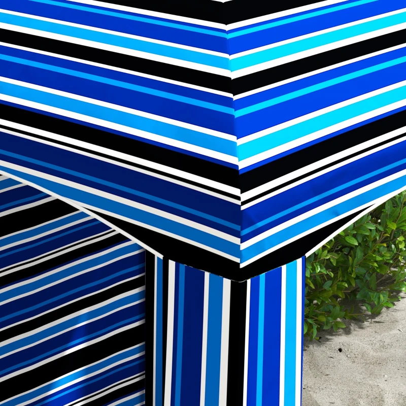 Outsunny 5.8' x 5.8' Cabana Umbrella with Walls, Vents, Ruffles, Carry Bag, Beach Umbrella, Blue Stripe