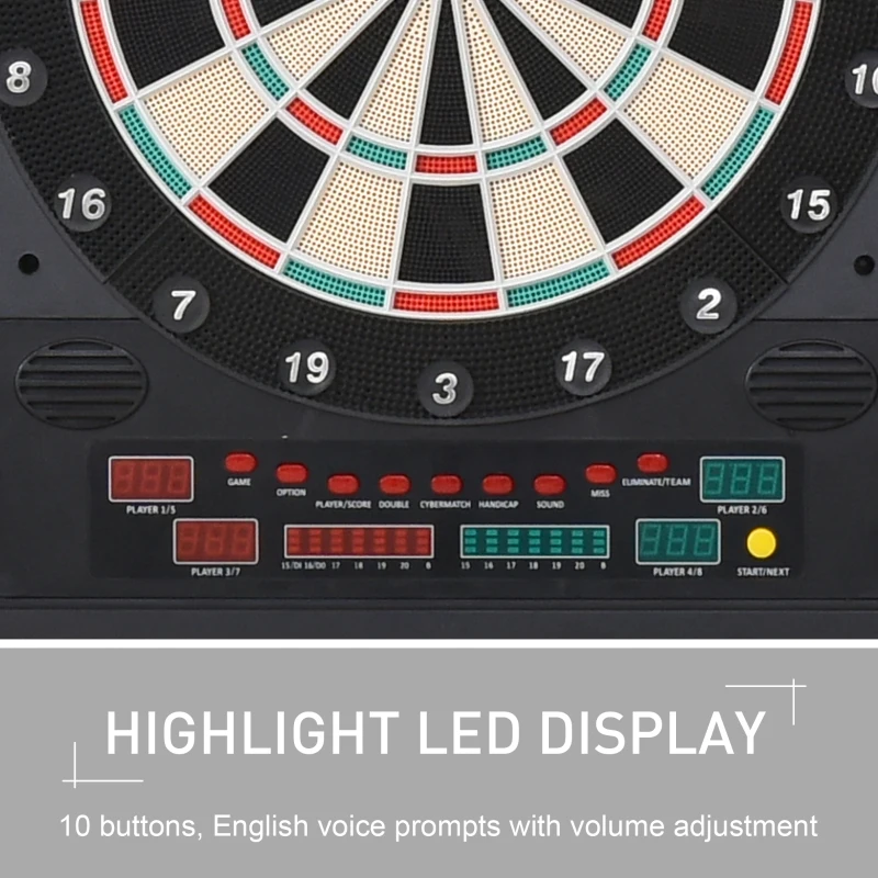 Soozier Electronic Dartboard Cabinet Set with 27 Main Games, 202 Variations, 12 Darts for Multi-Game Option Ready-to-Play, Dark Brown