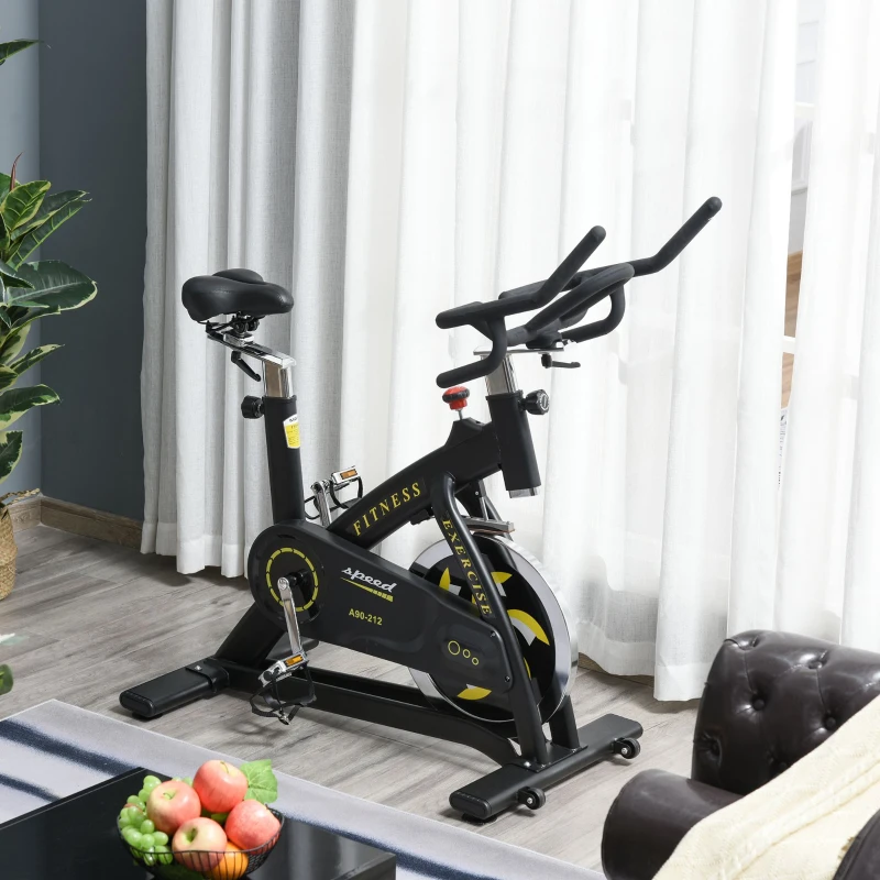 Soozier Stationary Fitness Exercise Bike with 40lbs Flywheel Cycling Cardio Workout  Belt Drive Racing Machine with Adjustable Resistance for Home Gym