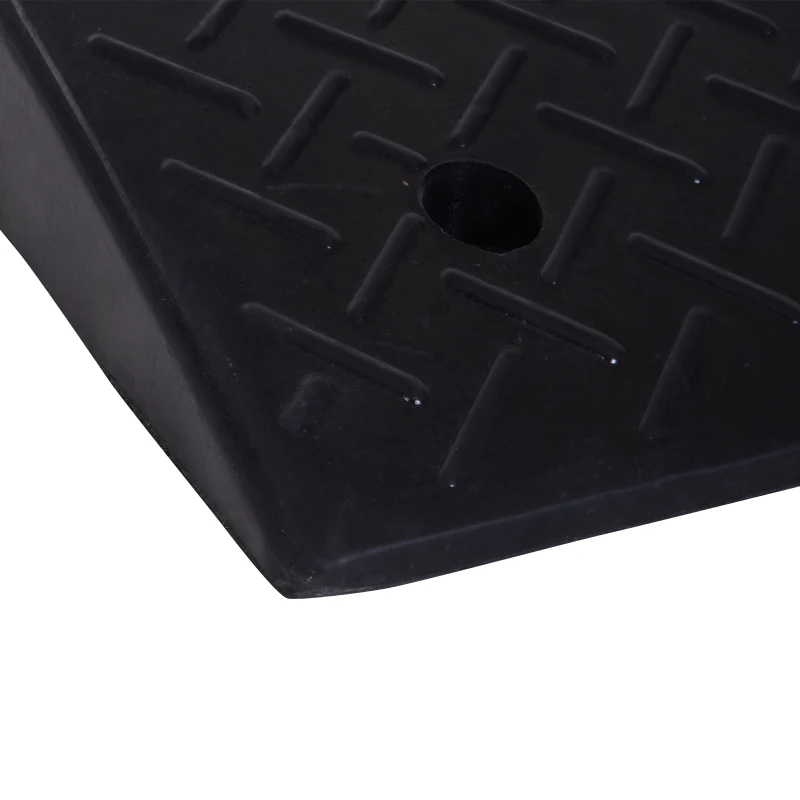 HOMCOM Rubber Curb Ramps Set, 4'' Heavy Duty Driveway Ramps with 33,000lbs Weight Capacity for Low Cars, Motorcycle, 2 Pack, 19" x 16.5" x 4"