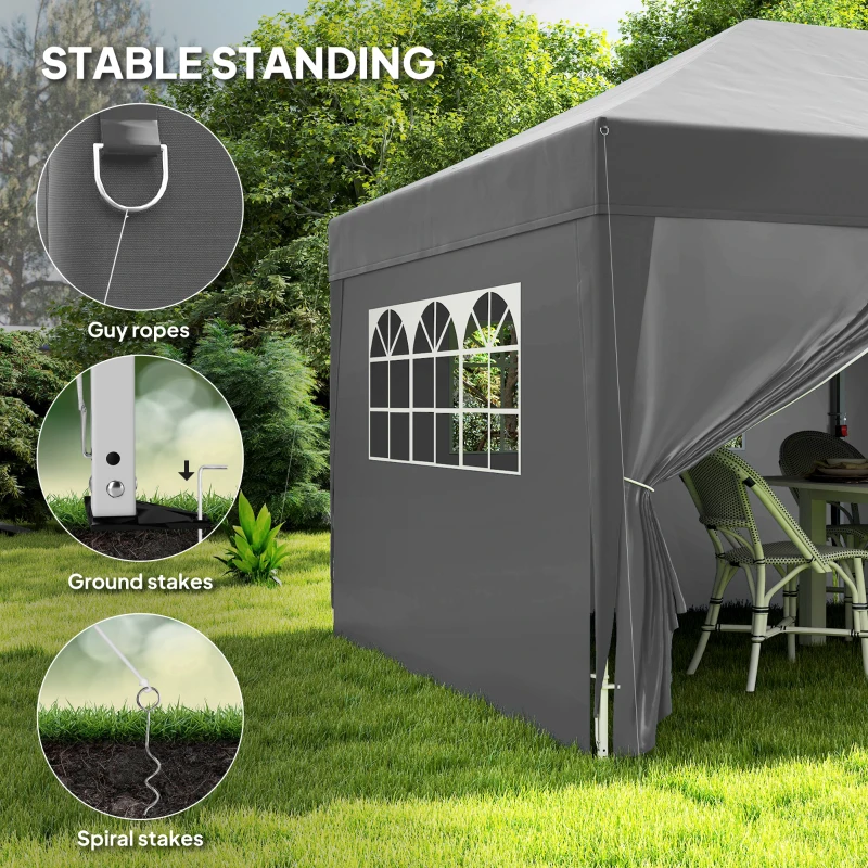 Outsunny 10' x 20' Pop Up Canopy Tent Outdoor Portable Easy Up Party Tent Garden Shade Shelter with Walls Carrying Bag, Black