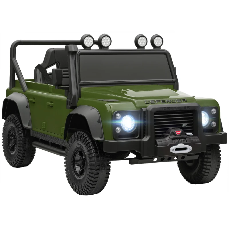 Qaba Land Rover Licensed Electric Car for Kids with Remote Control, Dual Motors, Spring Suspension, LED Lights, Dark Green