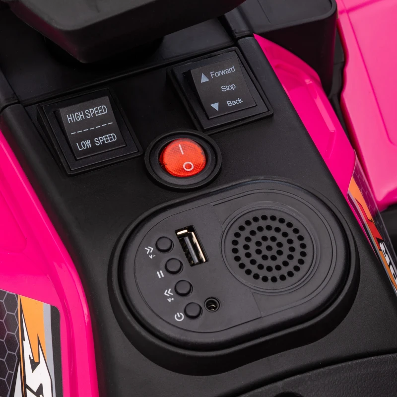 Aosom 12V Electric Toy Car with Forward Backward Function, Music, LED Headlights, for Ages 3-5 Years, Pink