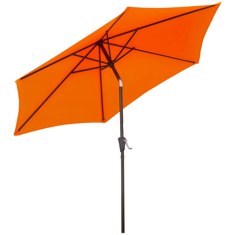 Outsunny 8.5' Round Aluminum Patio Umbrella Garden Parasol Market Sunshade Tilt Canopy w/ 6 Ribs, Crank Handle, Blue