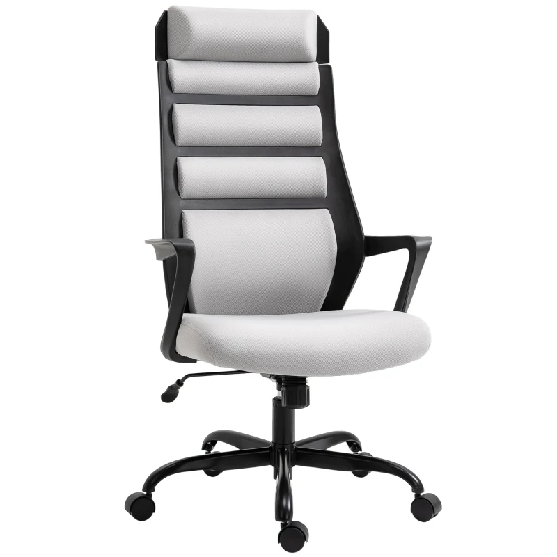 Vinsetto High Back Ergonomic Home Office Desk Chair with Spandex Fabric, Computer Task Chair with Ladder Back, Thick Padding and 360 Swivel Wheels, Grey