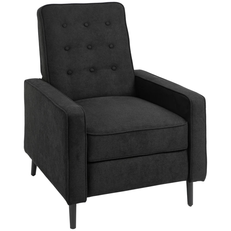 HOMCOM Manual Recliner, Fabric Tufted Club Chair, Home Theater Seating Reclining Sofa for Living Room, Black