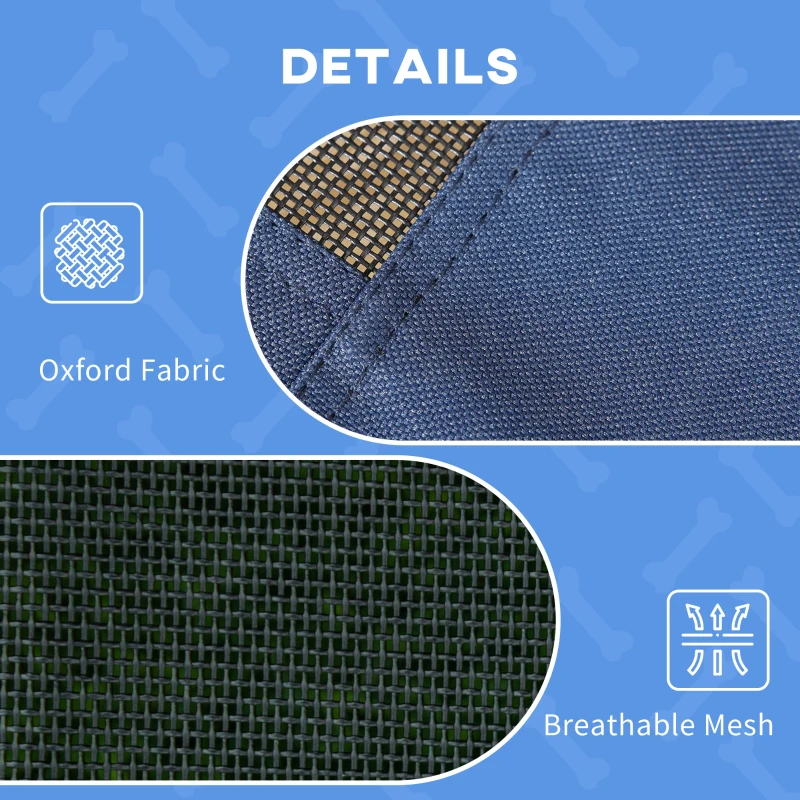 PawHut Elevated Portable Dog Cot Pet Bed with UV Protection Canopy Shade, 30 inch, Dark Blue