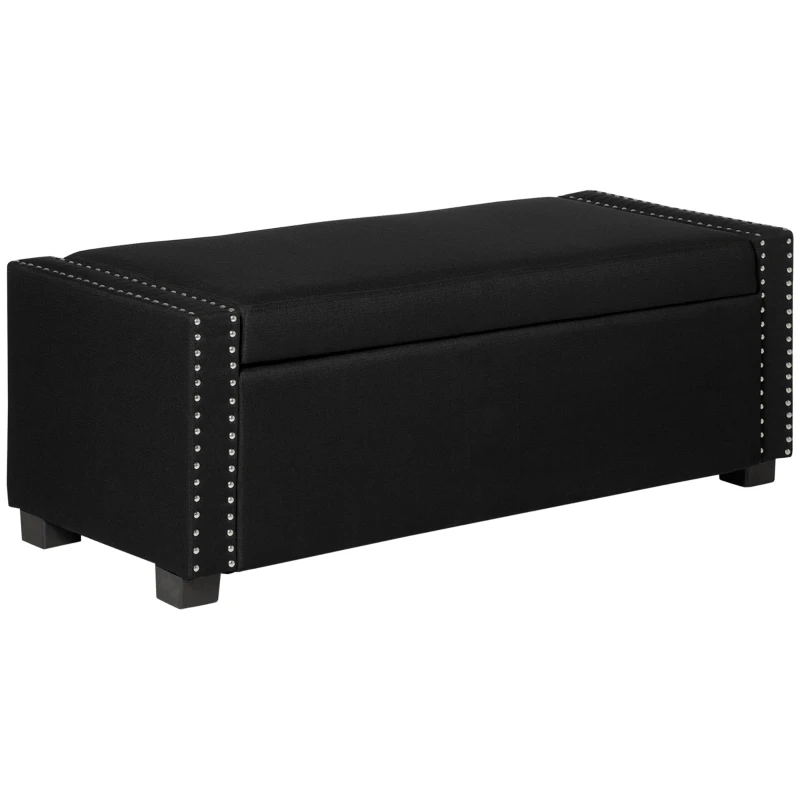 HOMCOM Upholstered Flip Top Storage Bench Fabric Ottoman for Bedroom, Living room, Dark Grey