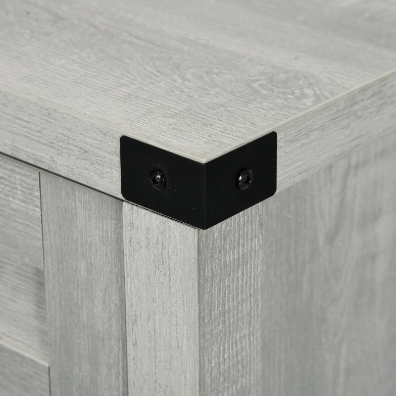HOMCOM Farmhouse Kitchen Storage Cabinet, Sideboard Buffet Cabinet with 2 Rustic Barn Doors and Drawer, Grey