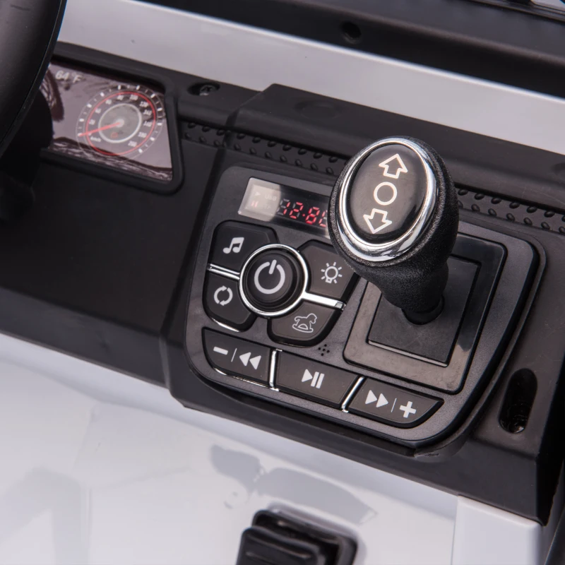 Qaba 12V 2-Seater Ride on Truck Car with Dual Motors, Remote, Soft Start, 4-Wheel Suspension, Lights, Music, USB, Horn, White
