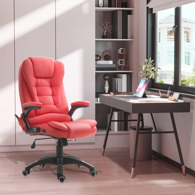 HOMCOM Adjustable Heated Ergonomic Massage Office Chair Swivel Vibrating High Back Faux Leather Executive Chair