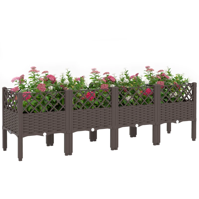 Outsunny Raised Garden Bed with Legs, Self Watering Elevated Planter Boxes with Drainage Holes, 63" x 15.7" x 20.3"