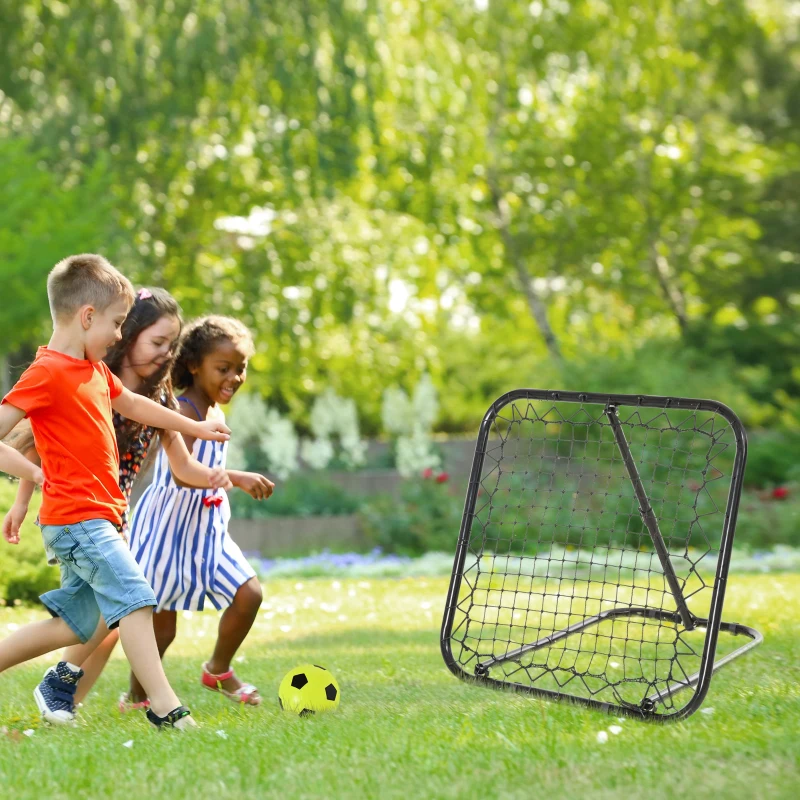 Soozier Soccer Rebounder Net, 3' x 3', Angle Adjustable Baseball Rebounder Net Training Equipment Aid with Quick Folding Design for Teens & Adults, Kickback Target Goal Play