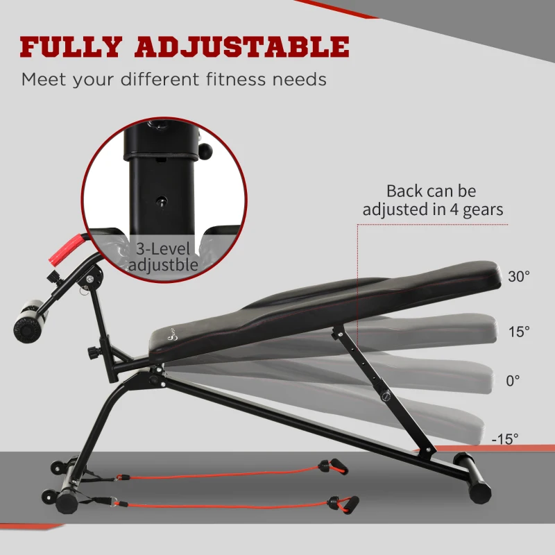 Soozier Multifunctional Sit Up and Dumbbell Weight Bench with 4-Angle Adjustable Backrest & Lightweight Portable Design - Black