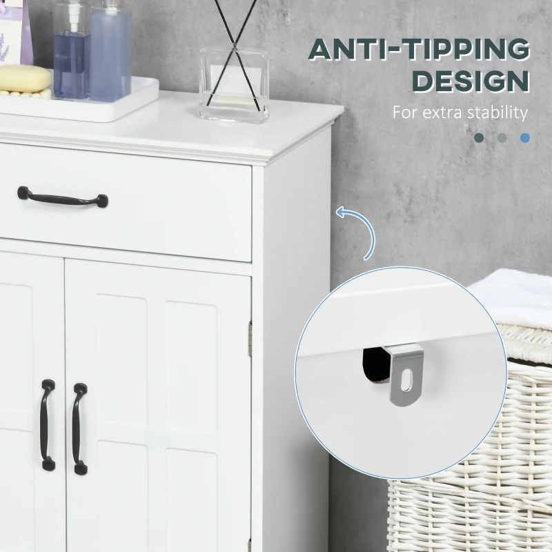 kleankin Bathroom Storage, Bathroom Cabinet with 2 Doors, Adjustable Shelves for Living Room Kitchen, 23.6"x11.8"x29.5", White