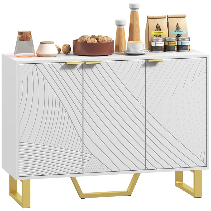 HOMCOM Sideboard Buffet Cabinet with Adjustable Shelves, Living Room Cabinet, TV Cabinet for 50 Inch TV, White