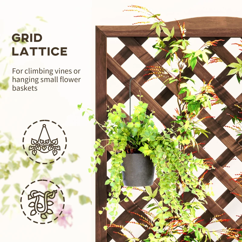 Outsunny Wood Planter with Trellis, Raised Garden Bed to Grow Vegetables for Backyard, 30" x 14" x 67", Dark Brown