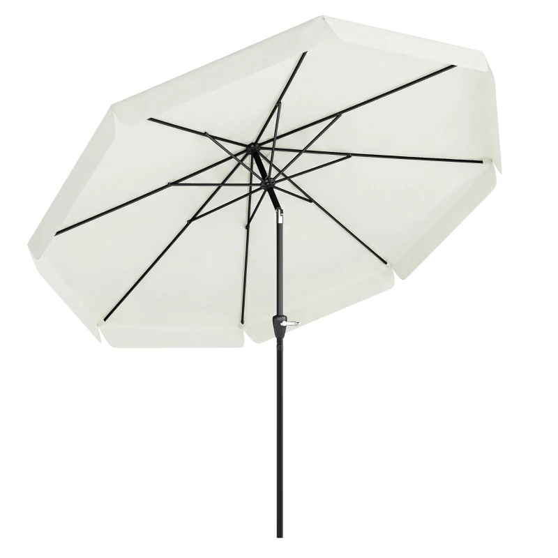 Outsunny 8.5 ft Outdoor Market Table Umbrella, Round Patio Umbrella with Tilt and Crank for Garden, Backyard, Deck, Cream White