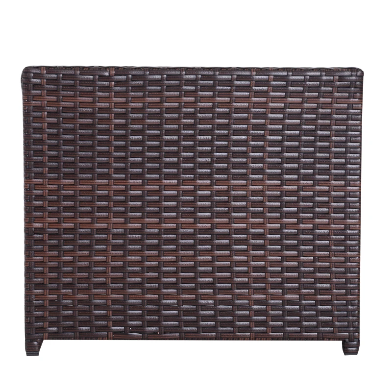 Outsunny 3 Piece Rattan Wicker Side Table Set with Square, Round Shape, Outdoor Garden Coffee Bistro Table, Brown