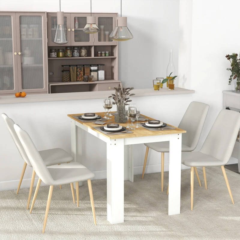 HOMCOM 47" Dining Table for 4-6 People, Modern Rectangular Kitchen Table for Dining Room, Living Room, Oak and White