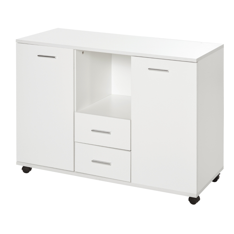 Vinsetto Multifunction Office Filing Cabinet Printer Stand with 2 Drawers, 2 Shelves, & Smooth Counter Surface, White