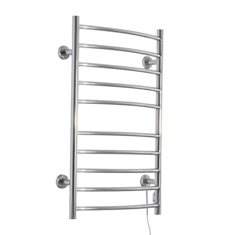 HomCom 10-Bar Curved Stainless Steel Wall Mounted Electric Heated Towel Rack Warmer