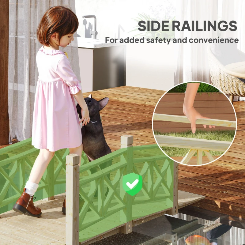 Outsunny 5 ft. Wooden Garden Bridge Footbridge for Backyard Ponds, Creeks, Streams, Nature Wood