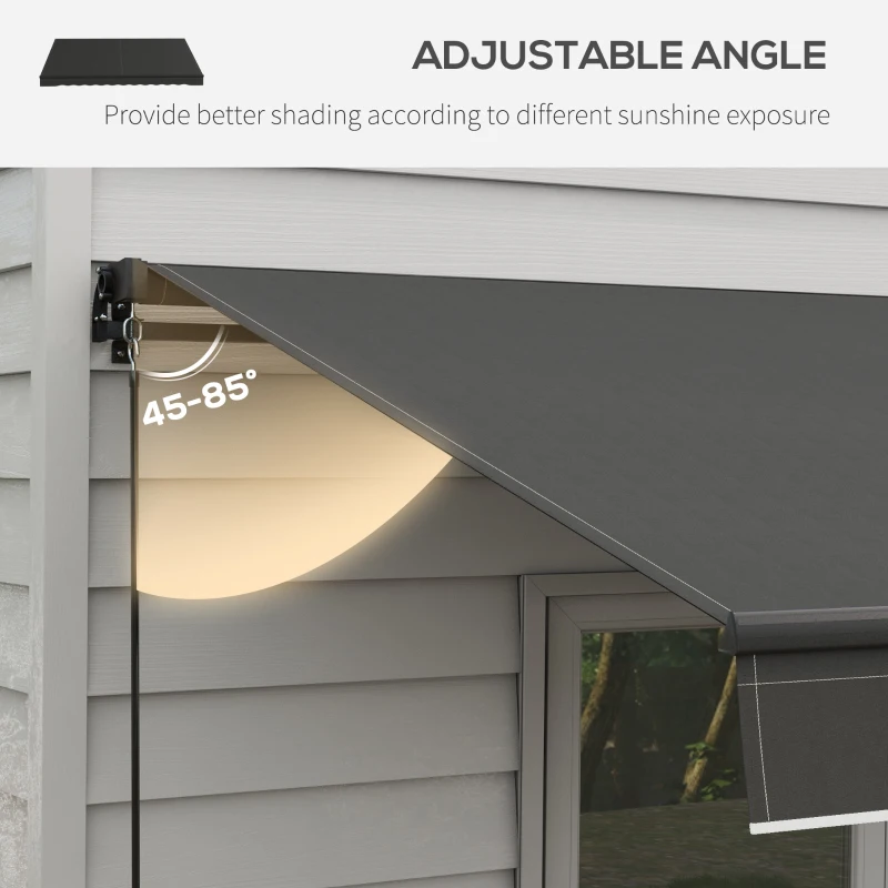Outsunny 12' x 10' Retractable Awning, 280gsm UV Resistant Sunshade Shelter for Deck, Balcony, Yard, Dark Gray