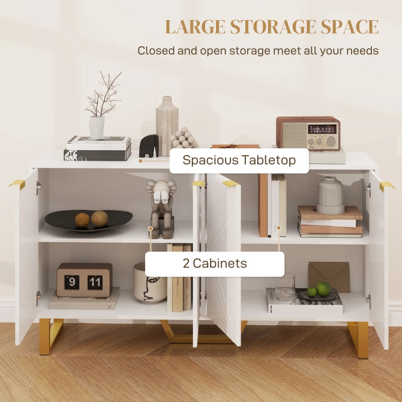 HOMCOM Sideboard Buffet Cabinet with Adjustable Shelves, Living Room Cabinet, TV Cabinet for 65 Inch TV, White