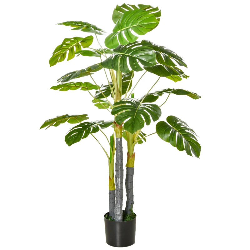 HOMCOM 4FT Artificial Monstera Tree, Faux Decorative Plant in Nursery Pot for Indoor or   Décor