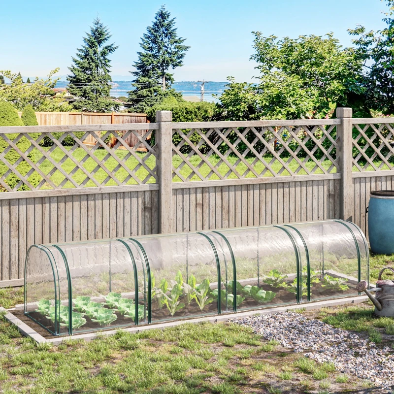 Outsunny 13' L x 3' W x 2.5' H Portable Tunneled Greenhouse with 4 Zippered Doors, Water/UV Fighting PVC Cover, Clear