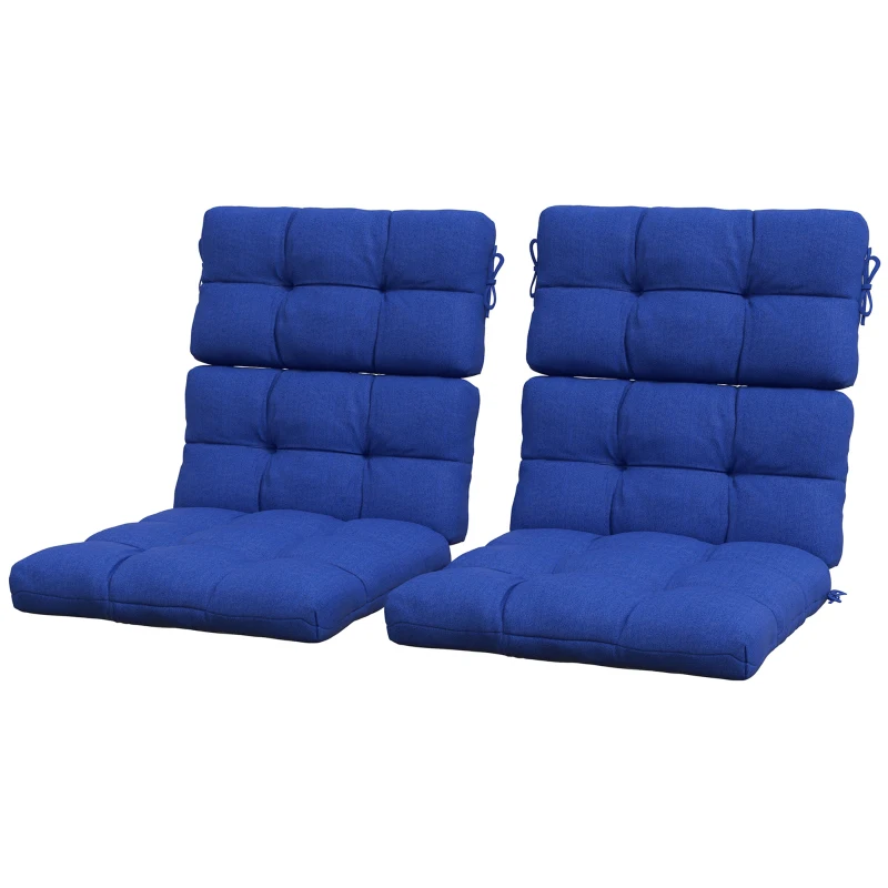 Outsunny 2-Piece Back Seat Cushion Replacement, Outdoor Patio Chair Cushions Set with Ties, Button Tufted, Navy Blue