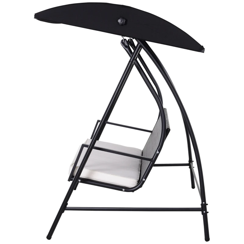Outsunny 3 Person Wicker Porch Swing Chair Outdoor Rattan Patio Sling Hammock w/ Canopy