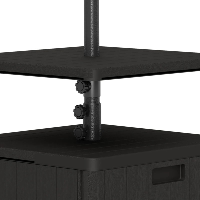 Outsunny Patio Umbrella Weighted Base with Table Tray, Heavy Duty Umbrella Base with Wheels Handles, 176lbs with Stand Filling, Patio Umbrella Stand Base for Garden Poolside, Black