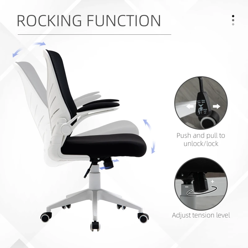 Vinsetto Mid-Back Mesh Home Office Chair Computer Task Ergonomic Desk Chair with Lumbar Back Support, Flip-Up Arm, and Adjustable Height, Black