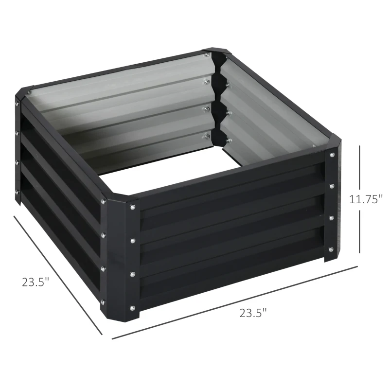 Outsunny 2' x 2' x 1' 2-Piece Raised Garden Bed Box with Steel Frame for Vegetables, Flowers, & Herbs, Grey