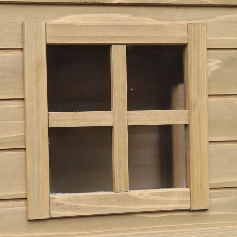 PawHut 69" Wooden Chicken Coop, Poultry Cage Hen House with Connecting Ramp, Removable Tray, Ventilated Window and Nesting Box, Natural