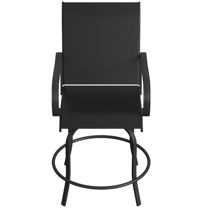 Outsunny Outdoor Bar Stools Set of 2, 360° Swivel Bar Height Chairs, 26.8" x 29.5" x 48.4", Black