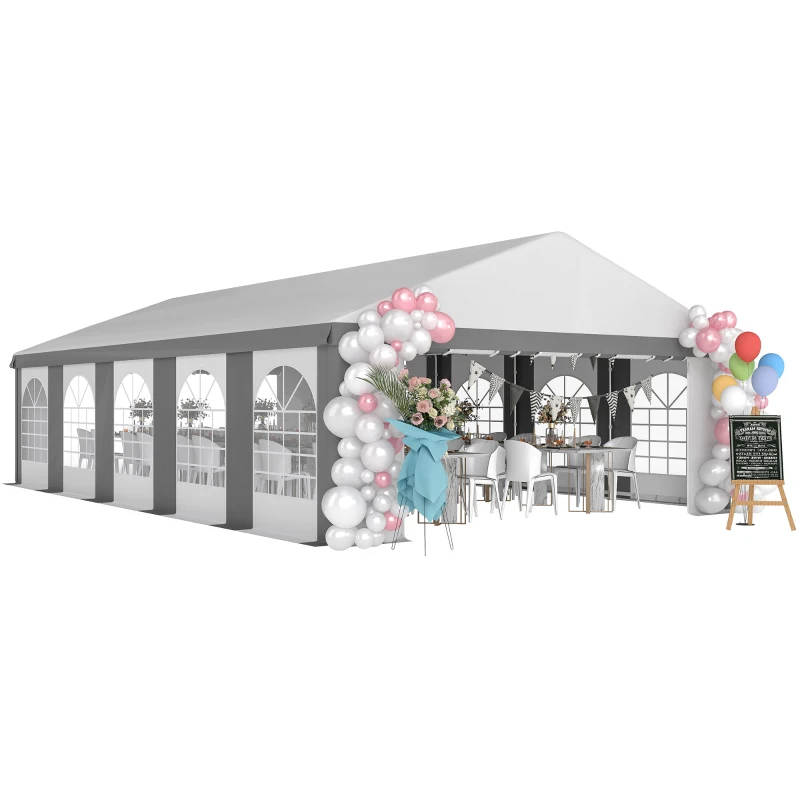Outsunny 20'x33' Heavy Duty Large Party Tent & Carport with Removable Sidewalls, Portable Garage Canopy Tent, Grey