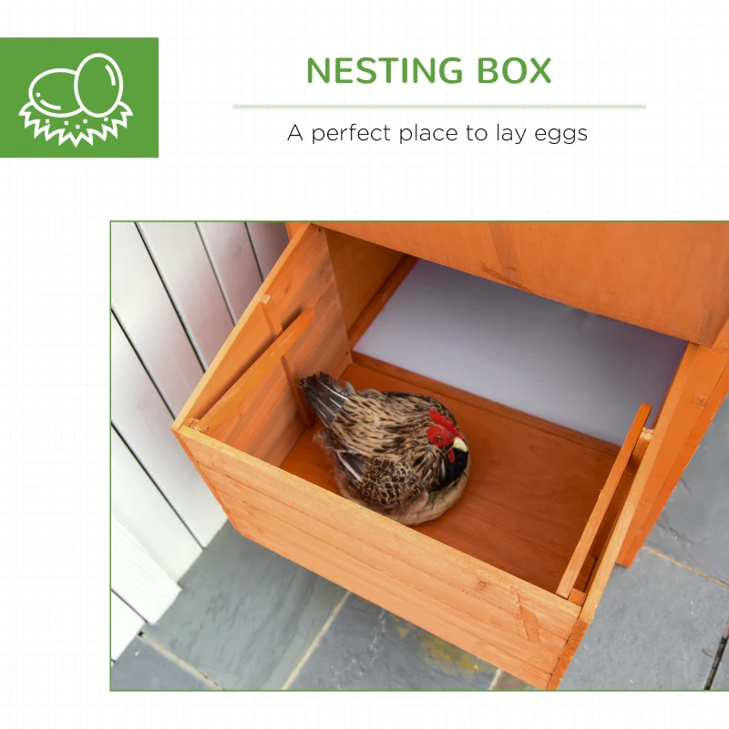 PawHut 67" Wooden Chicken Coop Outdoor Chicken House Small Animal Rabbit Habitat Hen House Poultry Cage with Removable Tray Openable Nesting Box Backyard